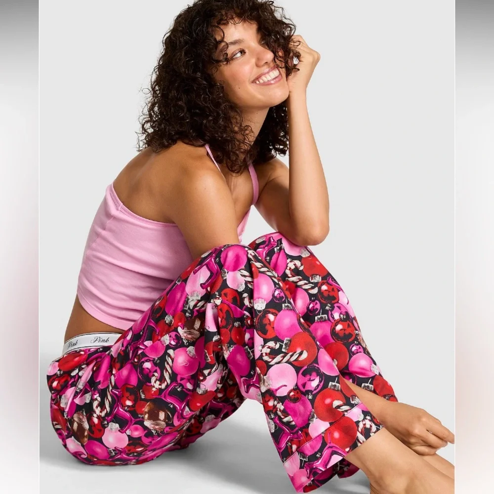 🔥VS Pink cotton blend soft cozy pajama pants lounge sleep pants sz L NWT - Picture 2 of 4